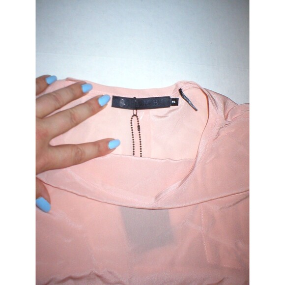 NWT $198 LAMB New Blush Pink Short Sleeve Silk Top Blouse S Womens Designer Work - Picture 7 of 8
